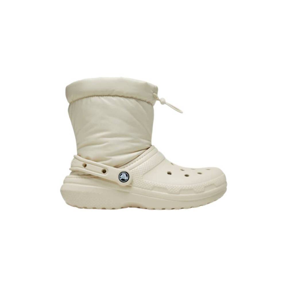 NEW CROCS unisex classic lined neo puff comfy bungee faux-fur boot in bone